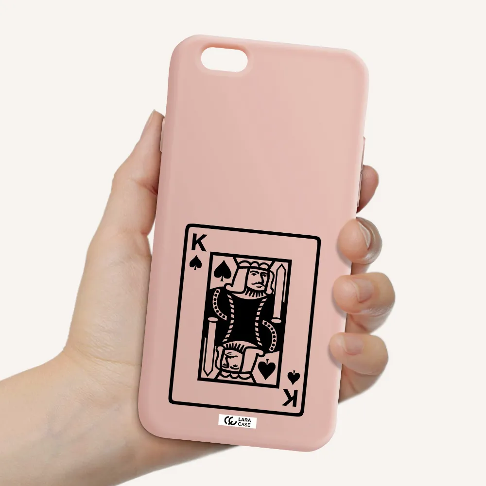 a black and white card with a man in a crown Apple iPhone 6 Silicone pastel pink Case