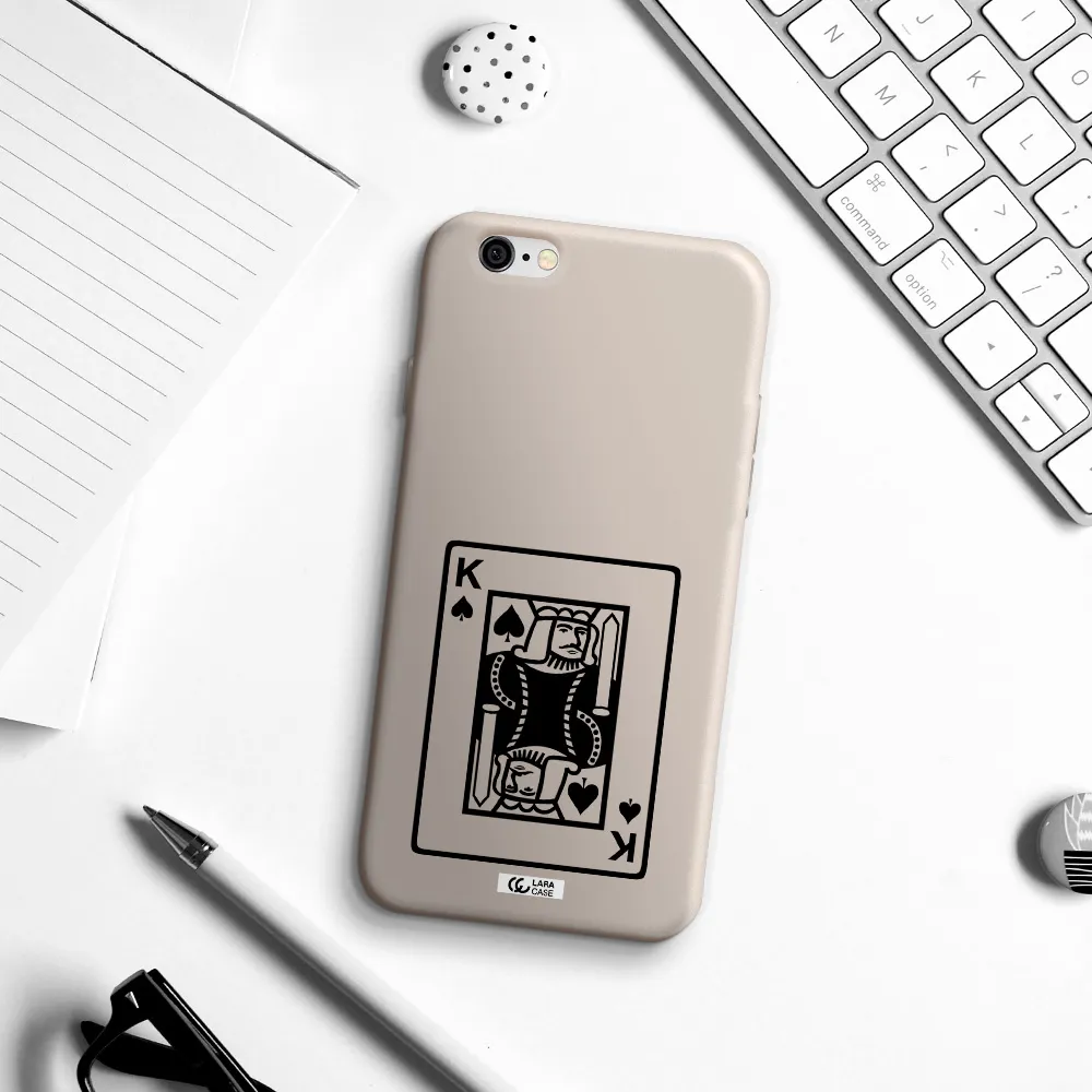 a black and white card with a man in a crown Apple iPhone 6 Silicone Stone Case