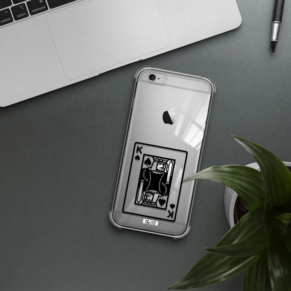 a black and white card with a man in a crown Apple iPhone 6S Clear PC Case