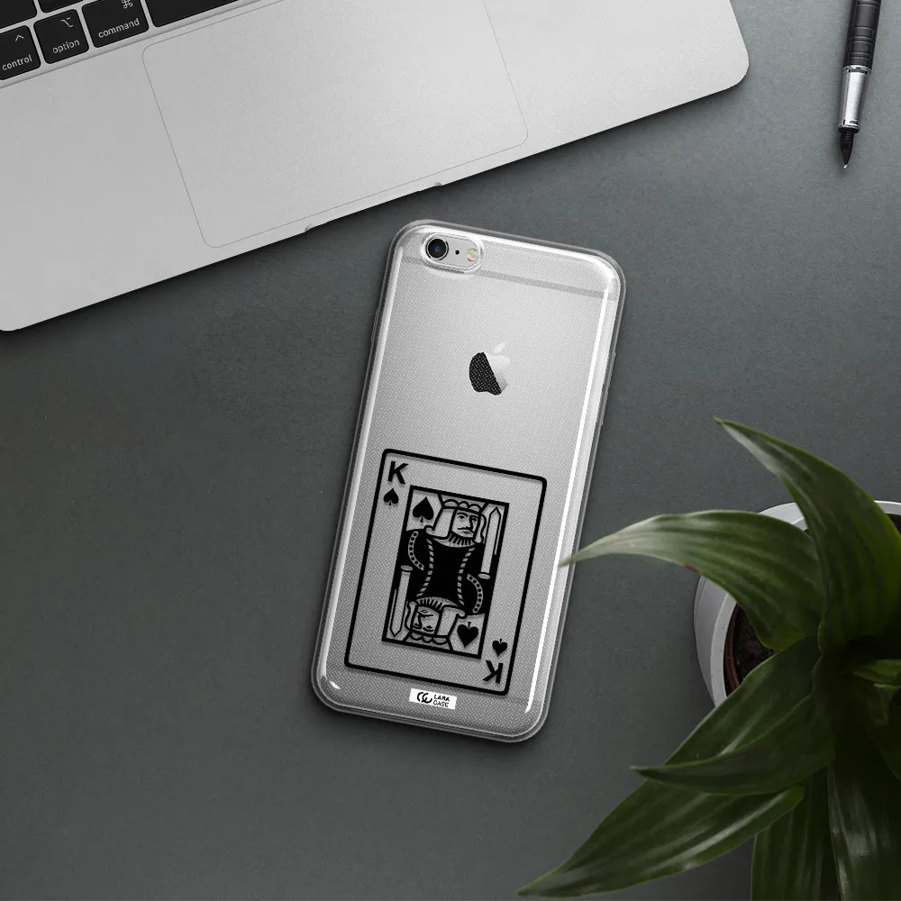 a black and white card with a man in a crown Apple iPhone 6S Clear TPU Case