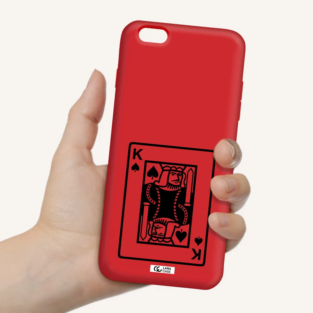 a black and white card with a man in a crown Apple iPhone 6S Silicone Imperial Red Case