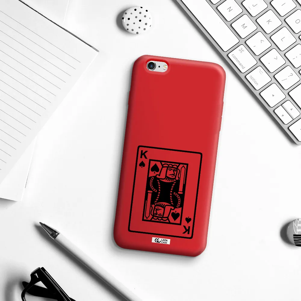 a black and white card with a man in a crown Apple iPhone 6S Silicone Imperial Red Case