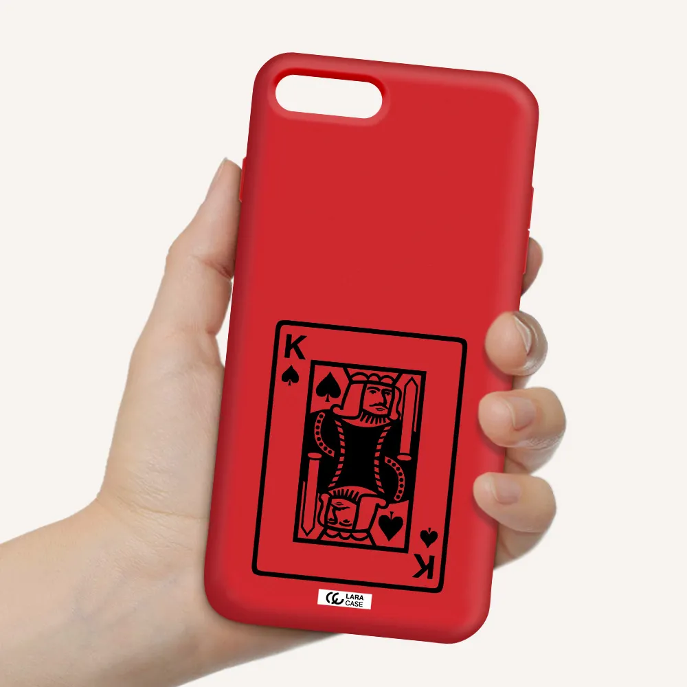 a black and white card with a man in a crown Apple iPhone 7 plus Silicone Imperial Red Case