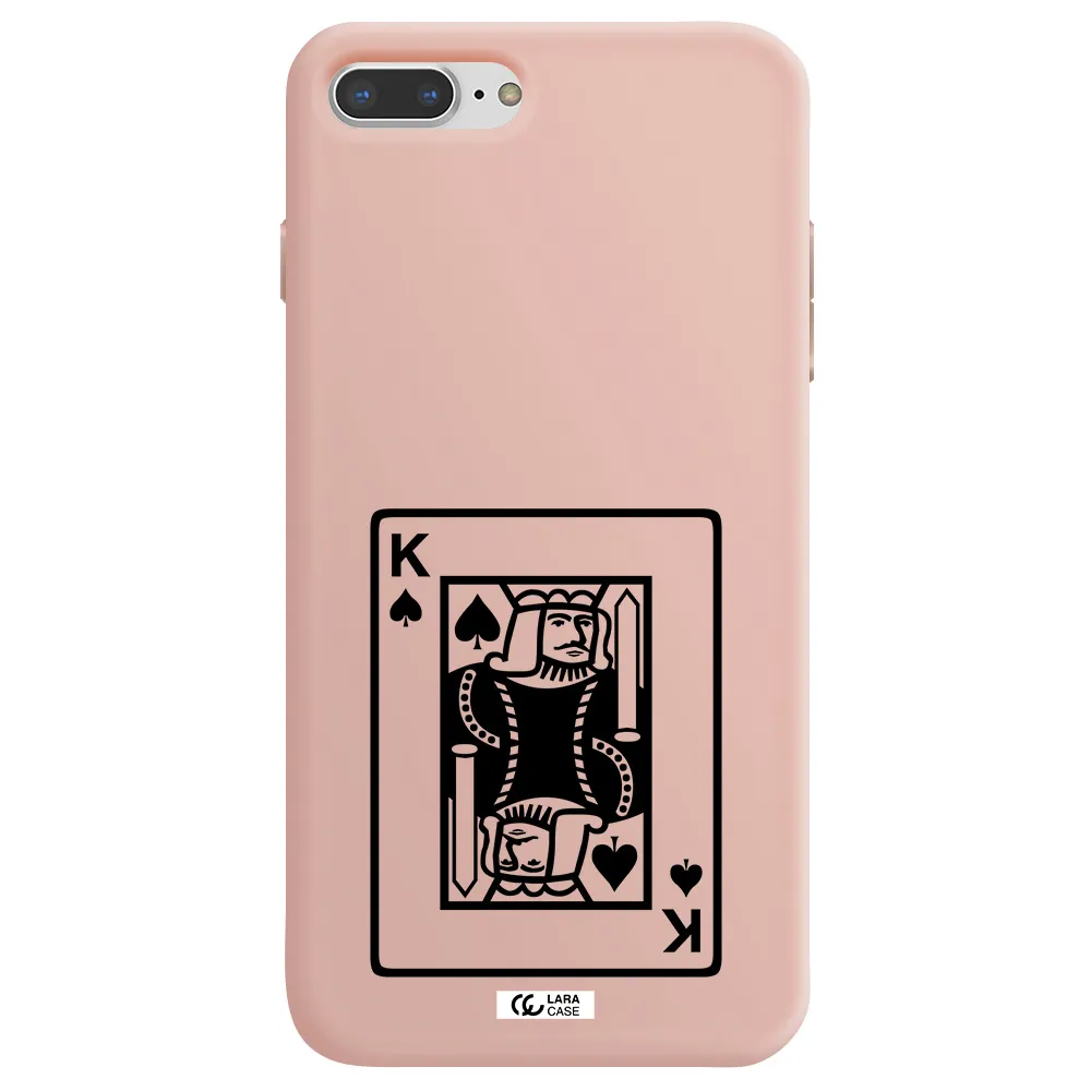 a black and white card with a man in a crown Apple iPhone 7 plus Silicone pastel pink Case