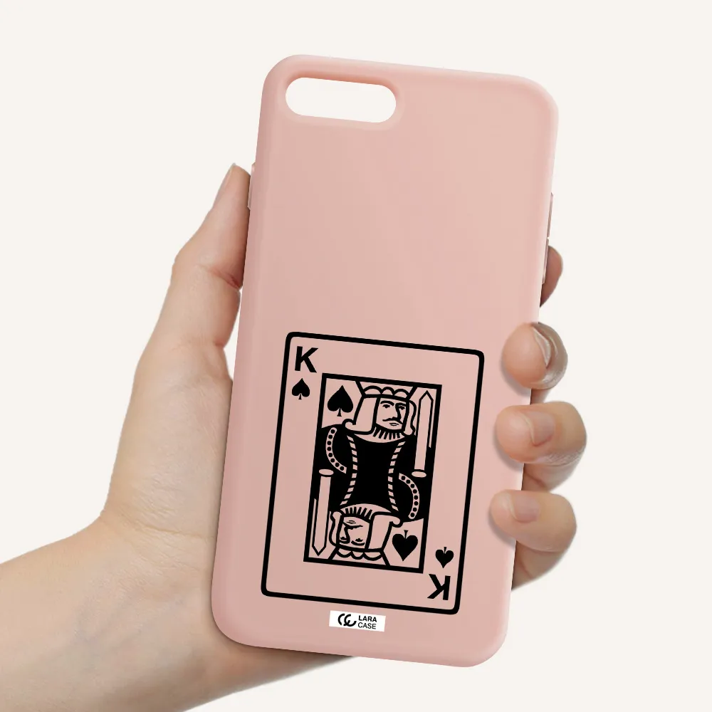 a black and white card with a man in a crown Apple iPhone 7 plus Silicone pastel pink Case