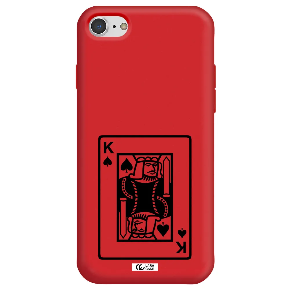 a black and white card with a man in a crown Apple iPhone 7 Silicone Imperial Red Case