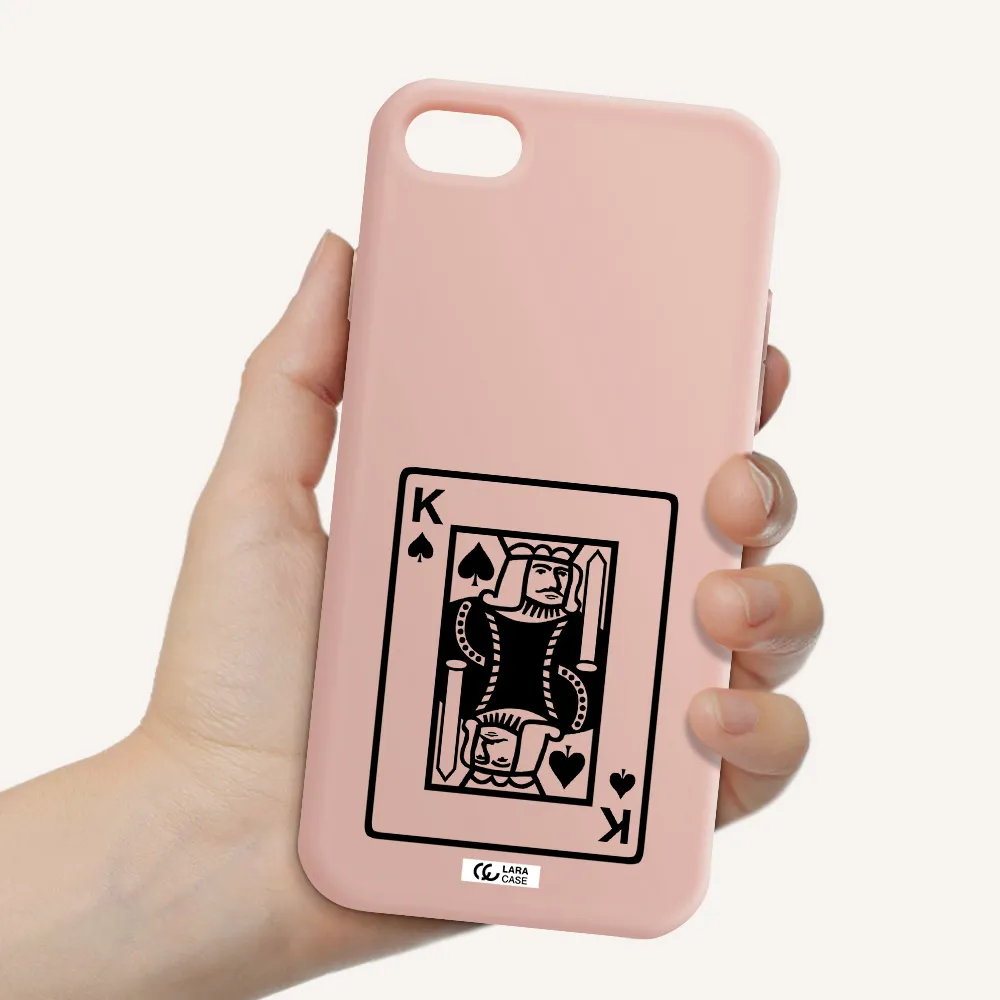 a black and white card with a man in a crown Apple iPhone 7 Silicone pastel pink Case