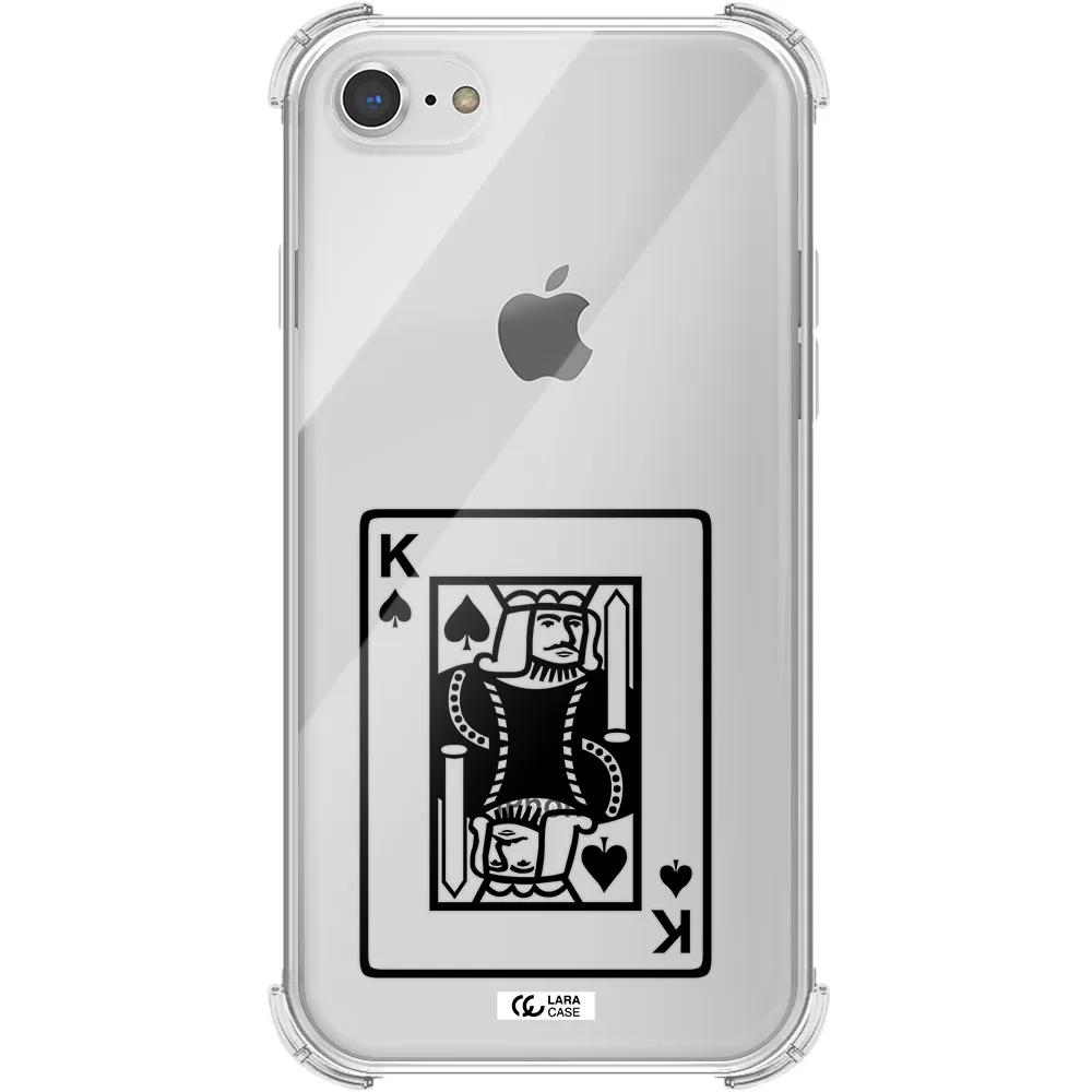 a black and white card with a man in a crown Apple iPhone 8 Clear PC Case