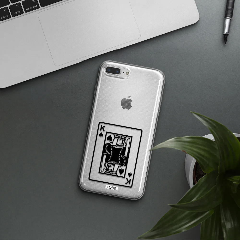 a black and white card with a man in a crown Apple iPhone 8 plus Clear TPU Case