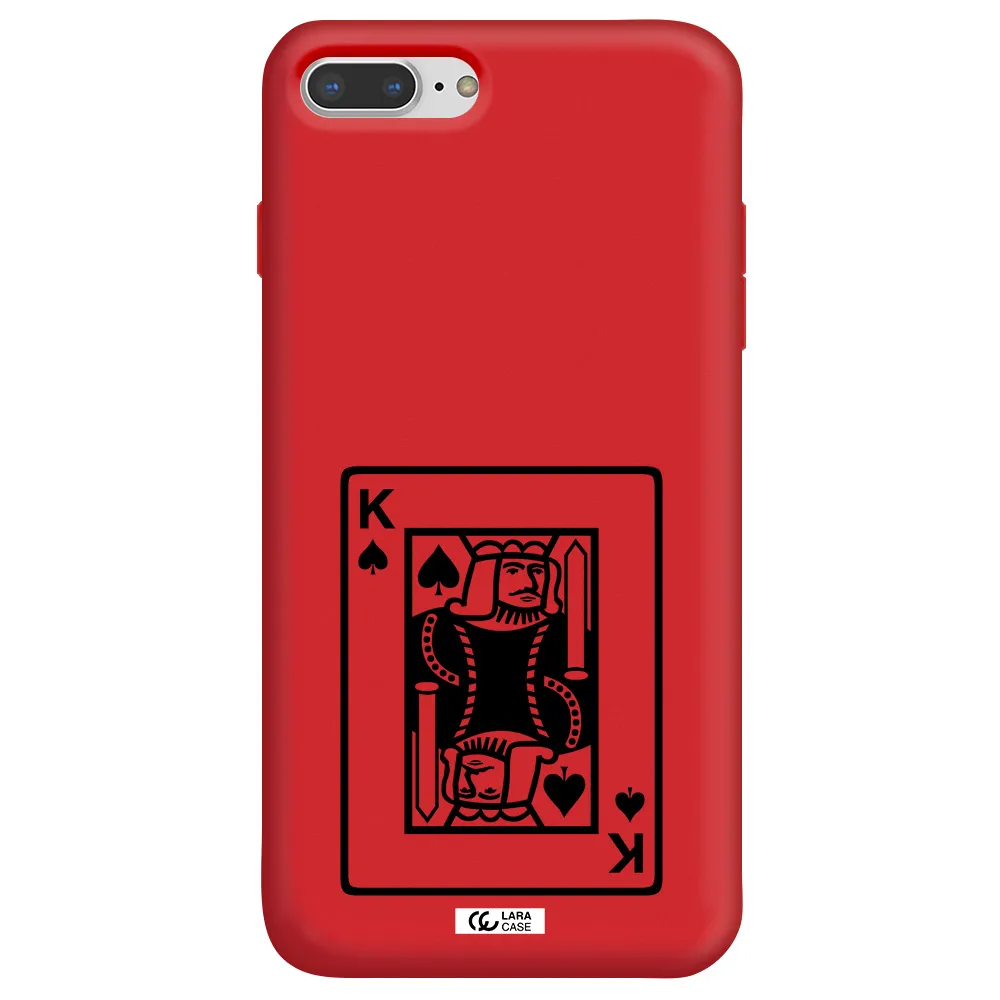 a black and white card with a man in a crown Apple iPhone 8 plus Silicone Imperial Red Case