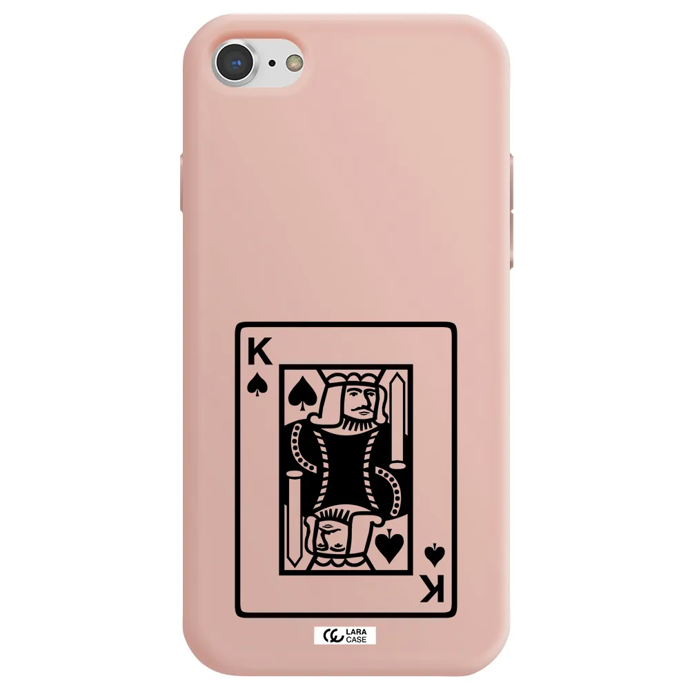 a black and white card with a man in a crown Apple iPhone 8 Silicone pastel pink Case