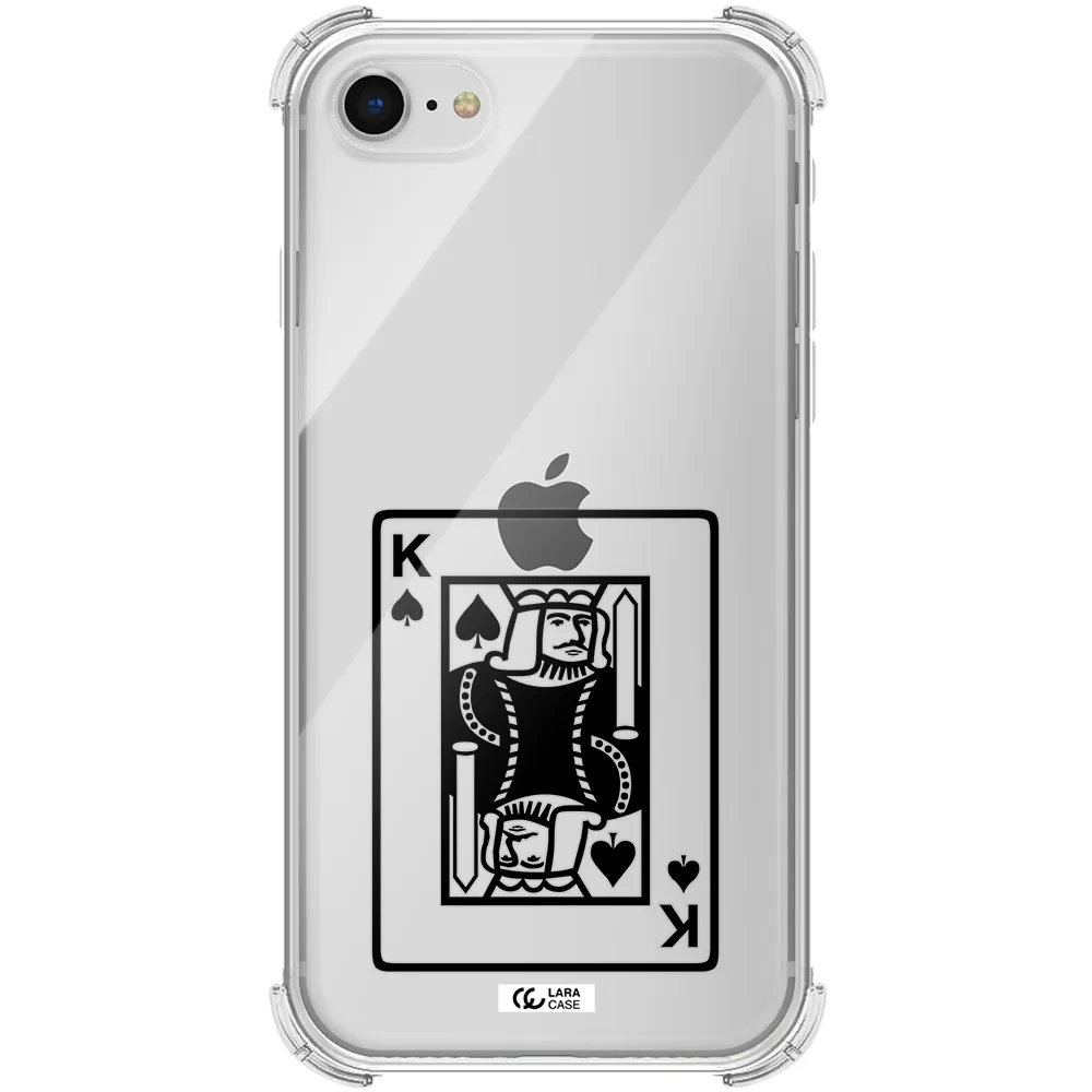 a black and white card with a man in a crown Apple iPhone se 2020 Clear PC Case