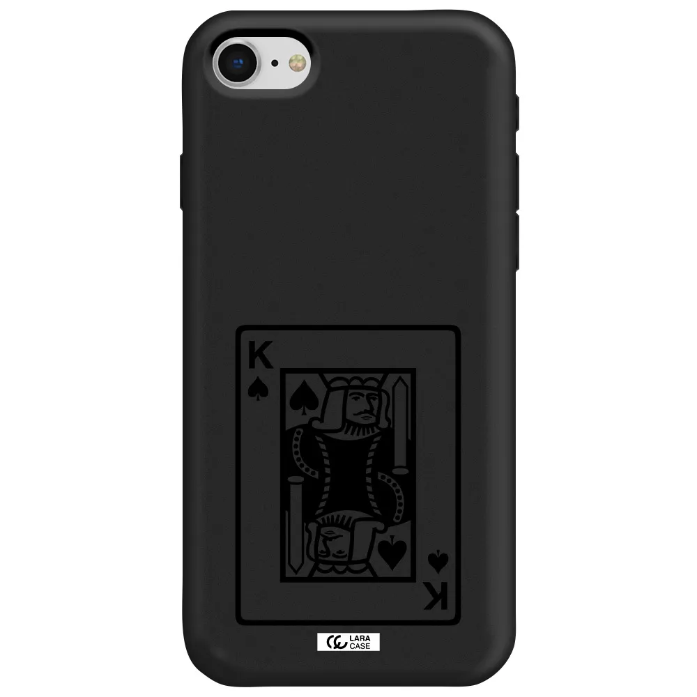 a black and white card with a man in a crown Apple iPhone se 2020 Silicone black Case