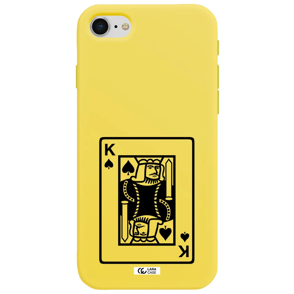a black and white card with a man in a crown Apple iPhone se 2020 Silicone canary yellow Case