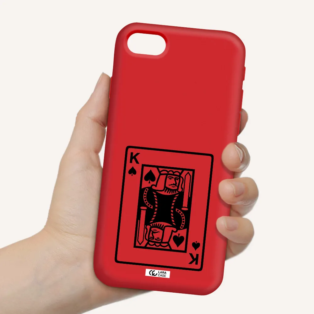 a black and white card with a man in a crown Apple iPhone se 2020 Silicone Imperial Red Case