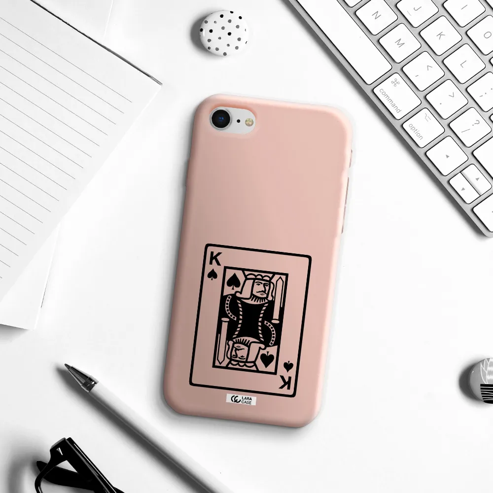 a black and white card with a man in a crown Apple iPhone se 2020 Silicone pastel pink Case