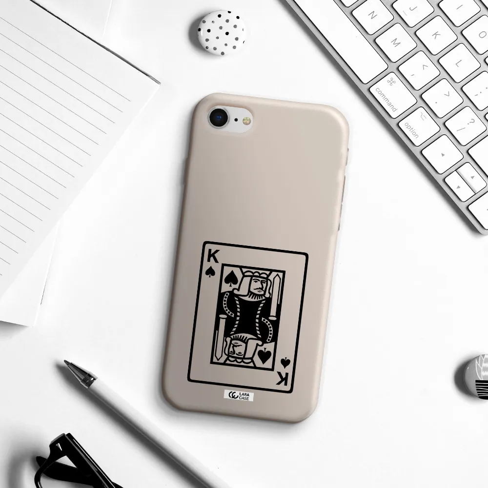 a black and white card with a man in a crown Apple iPhone se 2020 Silicone Stone Case