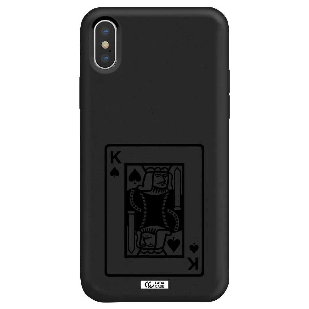 a black and white card with a man in a crown Apple iPhone X Silicone black Case