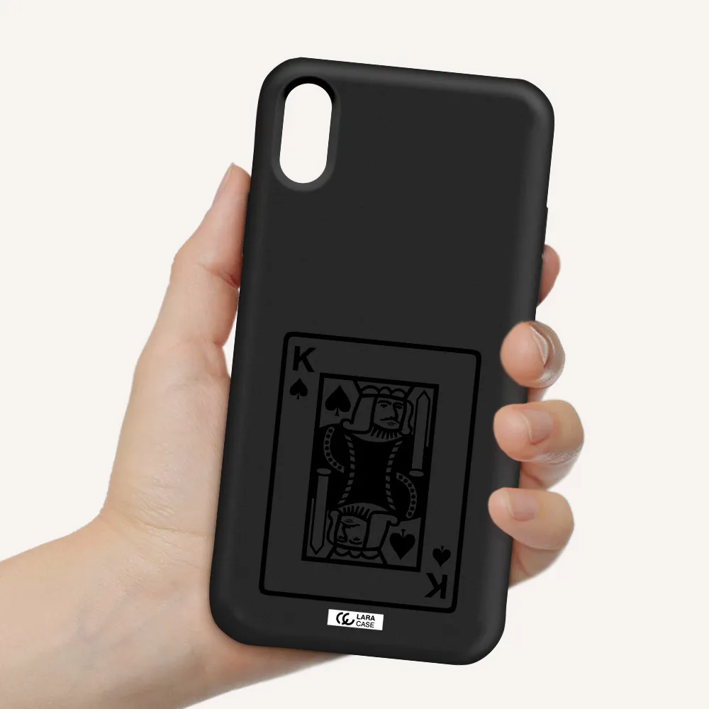 a black and white card with a man in a crown Apple iPhone X Silicone black Case