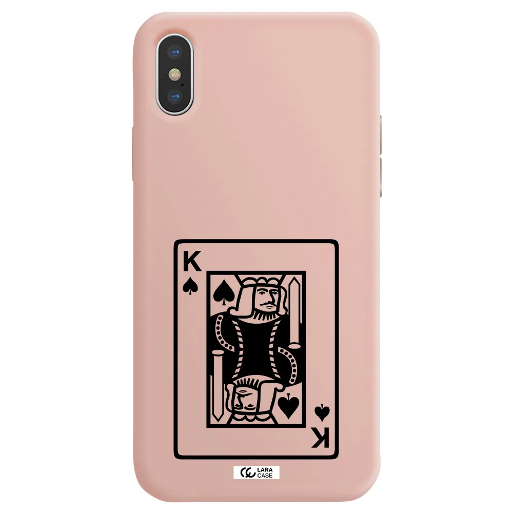 a black and white card with a man in a crown Apple iPhone X Silicone pastel pink Case