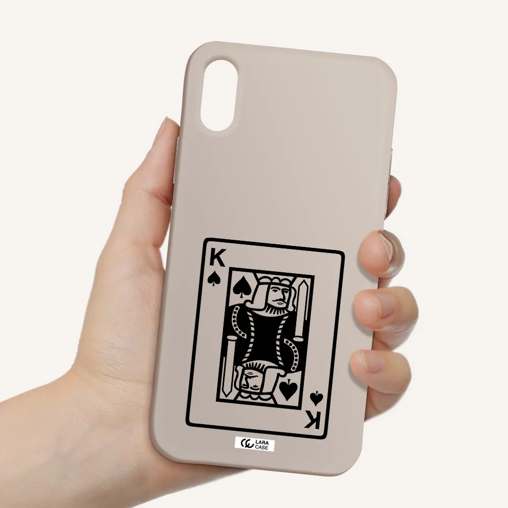 a black and white card with a man in a crown Apple iPhone X Silicone Stone Case