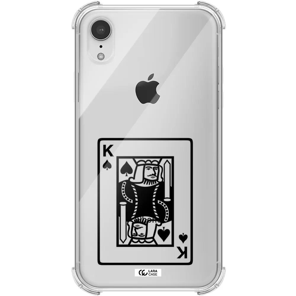 a black and white card with a man in a crown Apple iPhone XR Clear PC Case