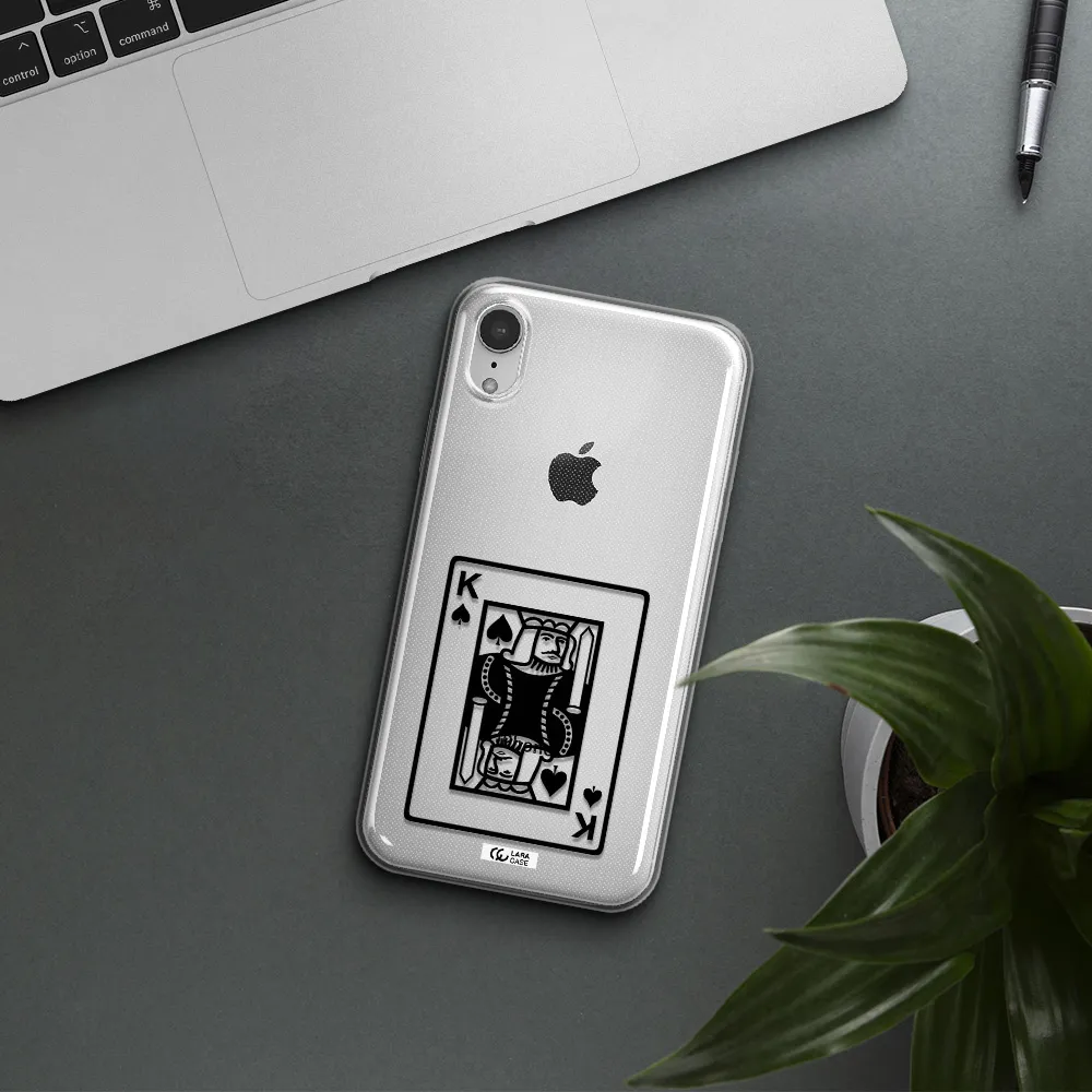 a black and white card with a man in a crown Apple iPhone XR Clear TPU Case