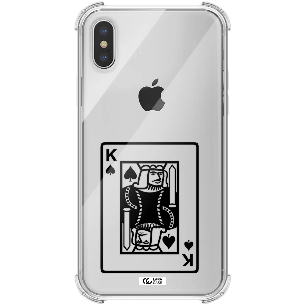 a black and white card with a man in a crown Apple iPhone XS Clear PC Case