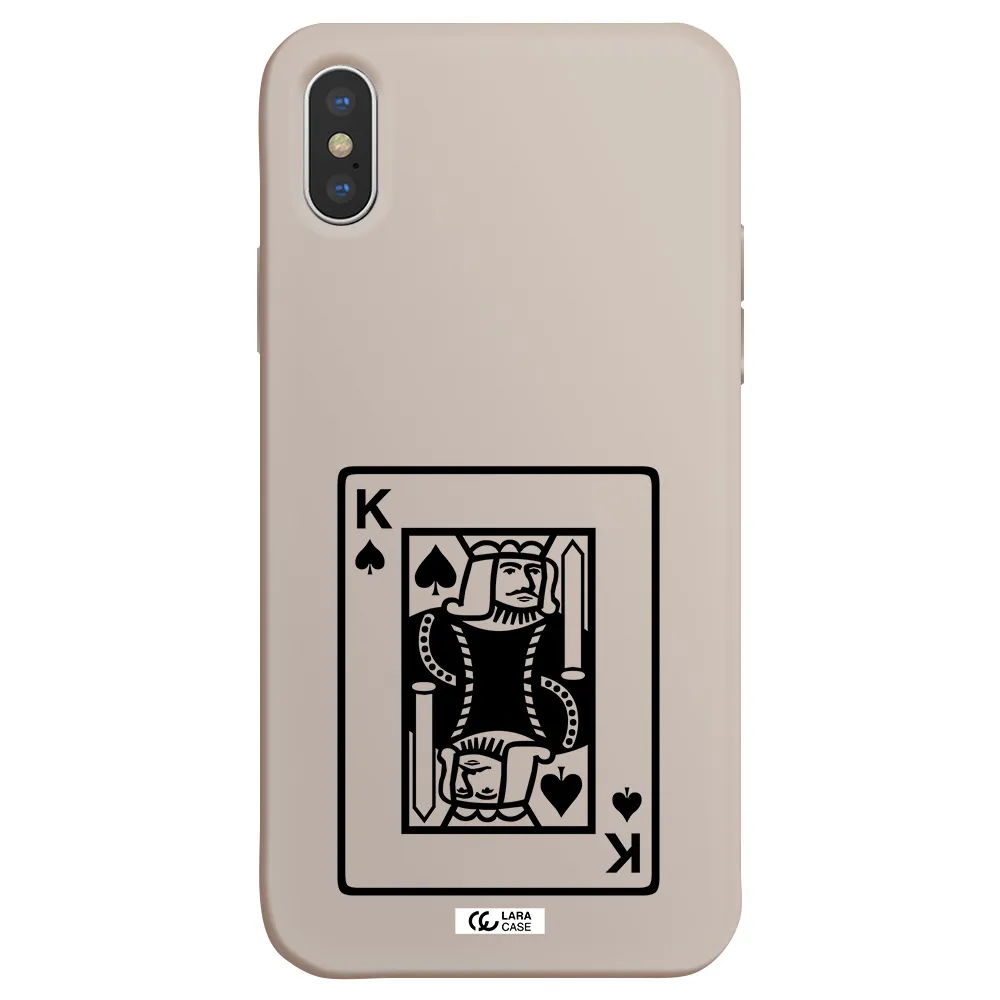 a black and white card with a man in a crown Apple iPhone XS Silicone Stone Case