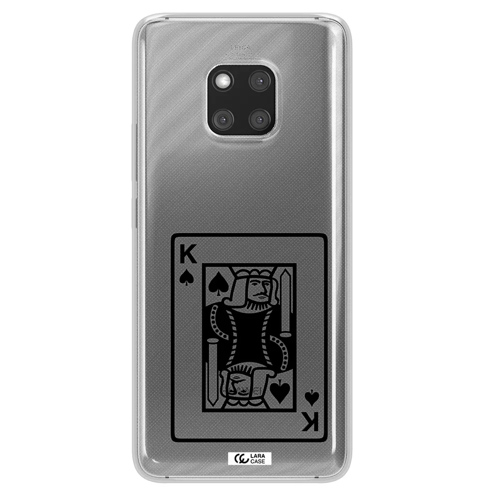 a black and white card with a man in a crown Huawei Mate 20 Pro Clear TPU Case