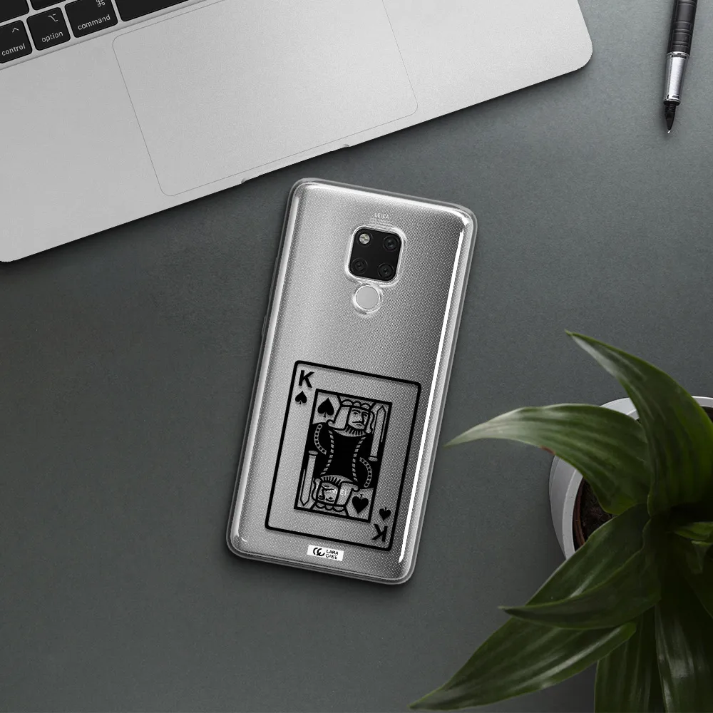 a black and white card with a man in a crown Huawei Mate 20X Clear TPU Case
