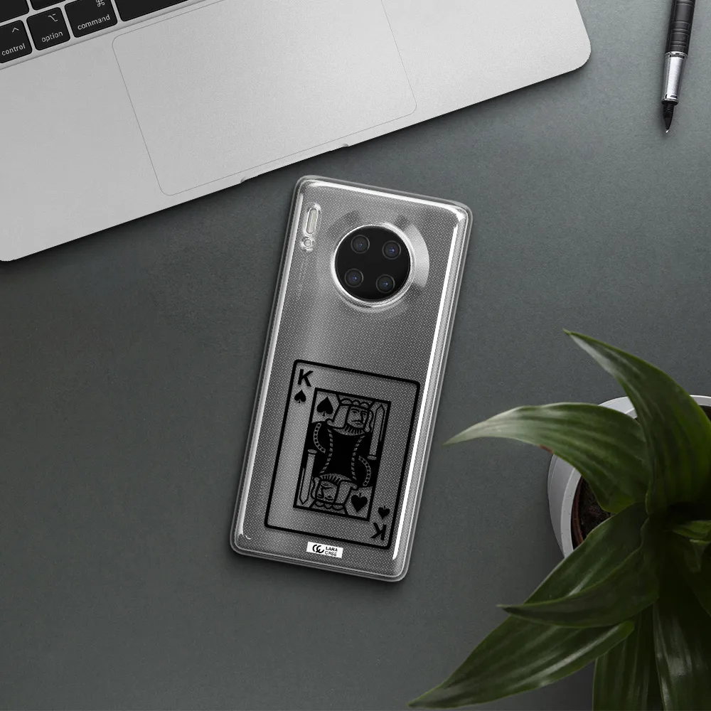 a black and white card with a man in a crown Huawei Mate 30 Pro Clear TPU Case