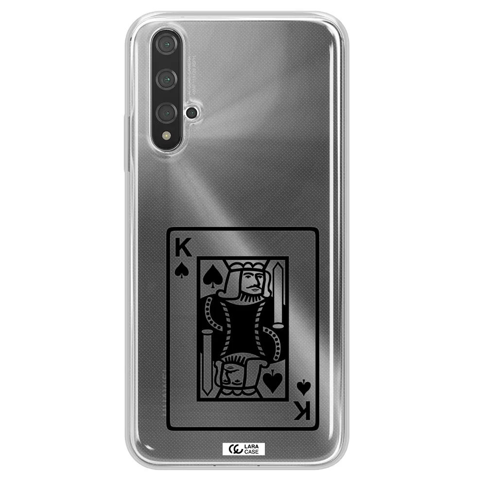 a black and white card with a man in a crown Huawei Nova 5t Clear TPU Case