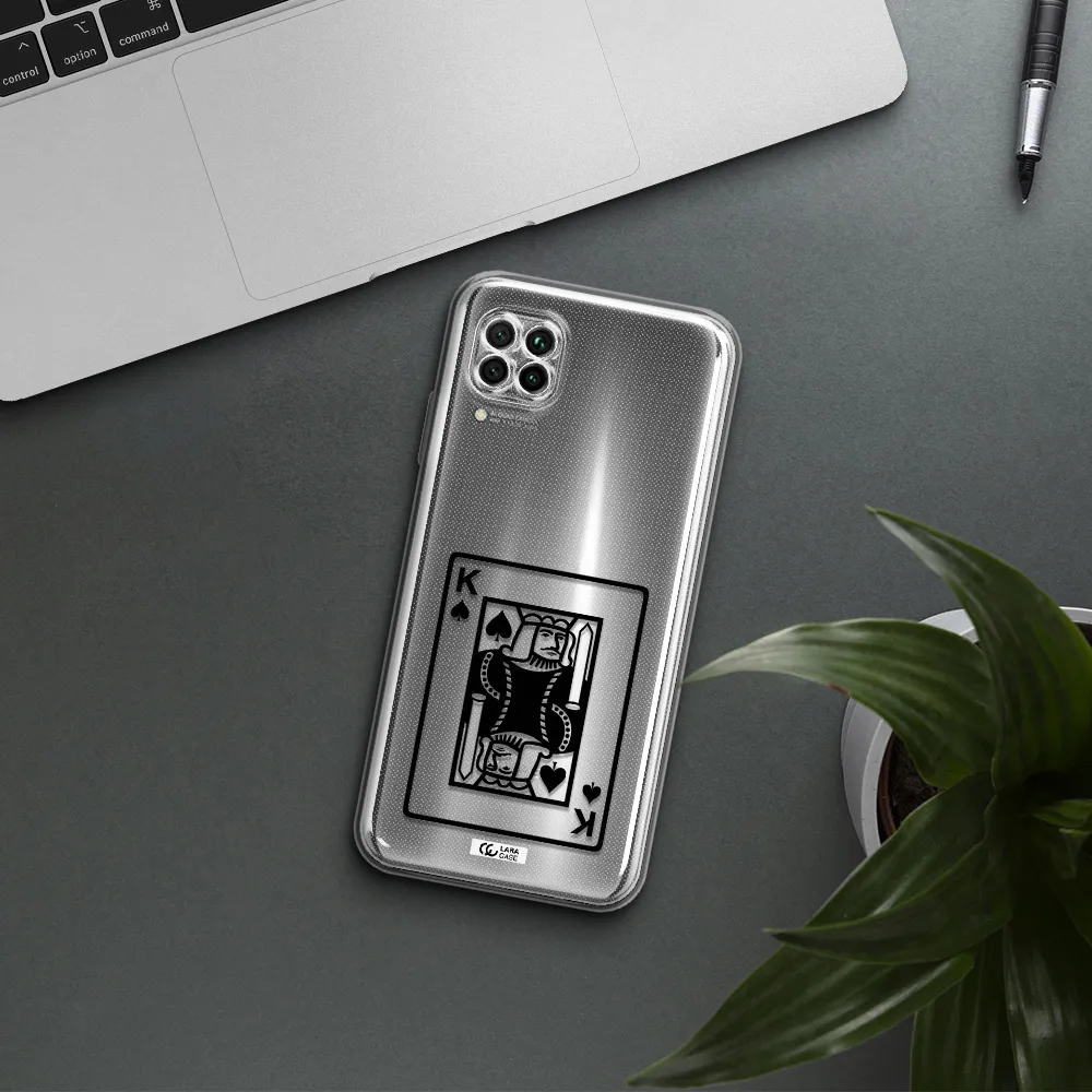 A Black And White Card With A Man In A Crown Huawei Nova 7I Clear Tpu Case