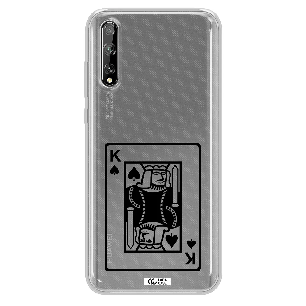 a black and white card with a man in a crown Huawei P Smart S Clear TPU Case