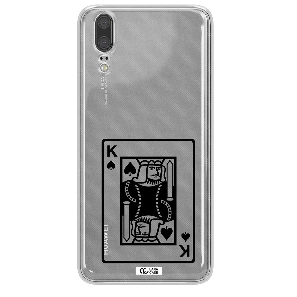a black and white card with a man in a crown Huawei P20 Clear TPU Case