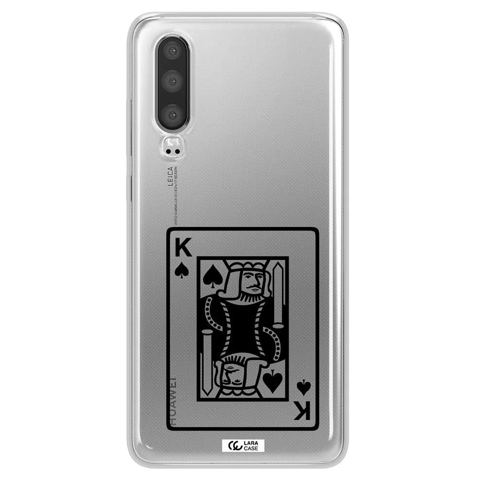 a black and white card with a man in a crown Huawei P30 Clear TPU Case