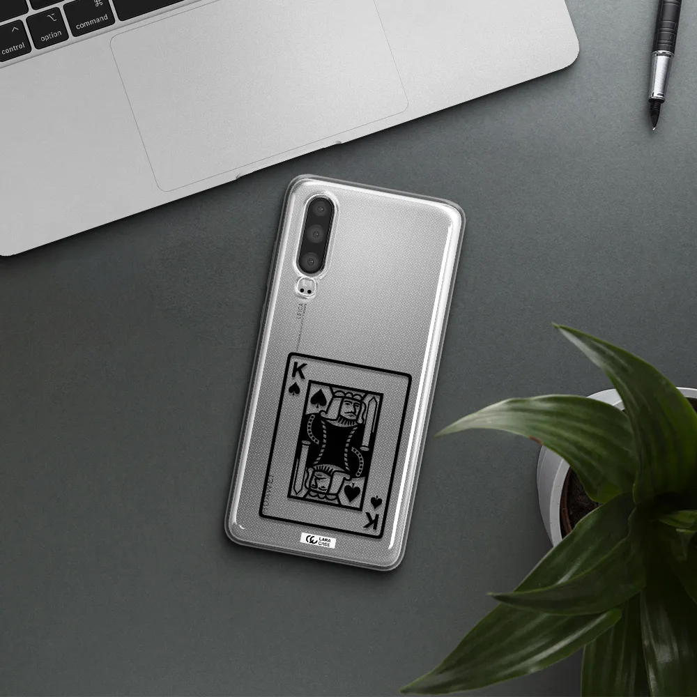 a black and white card with a man in a crown Huawei P30 Clear TPU Case