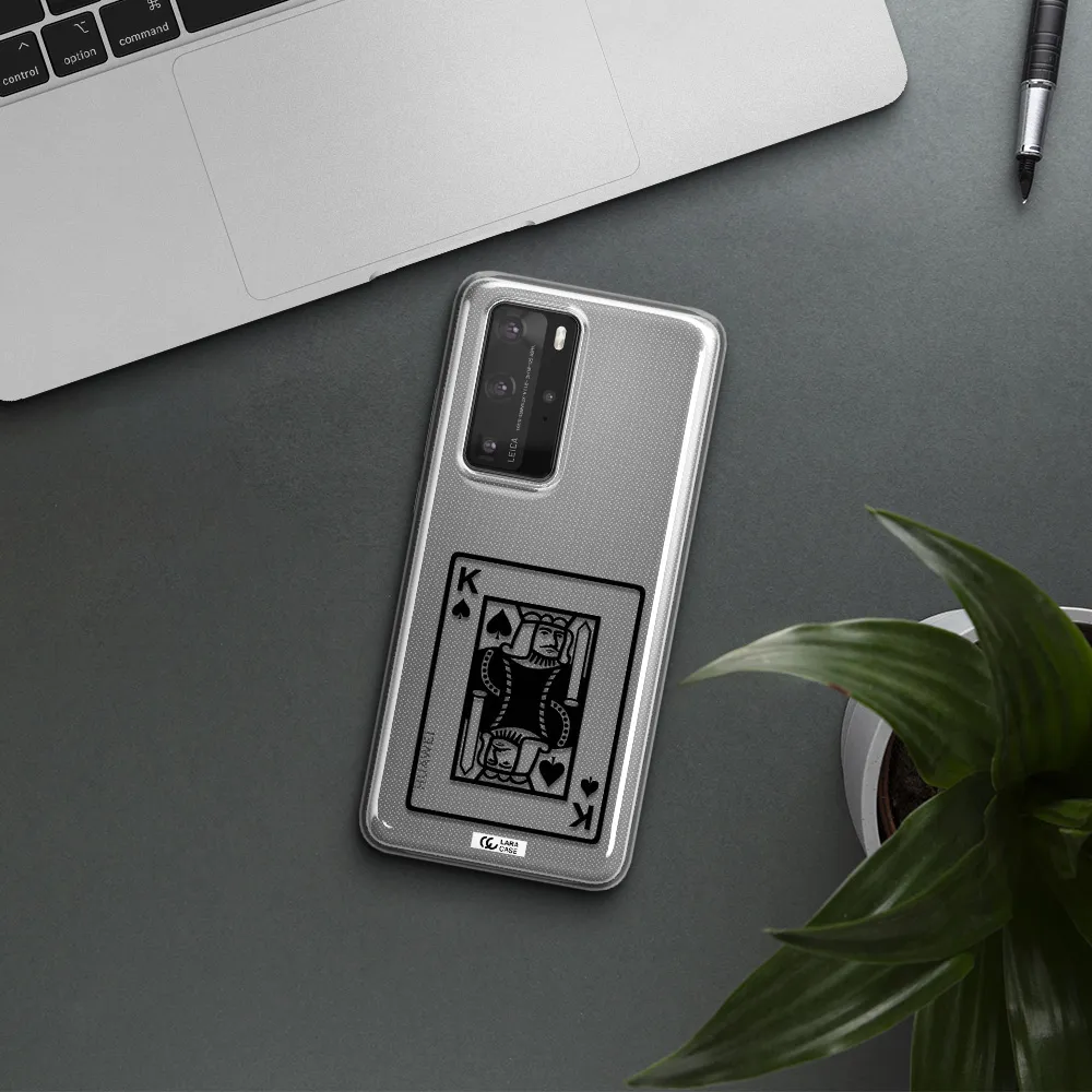 a black and white card with a man in a crown Huawei P40 Pro Clear TPU Case