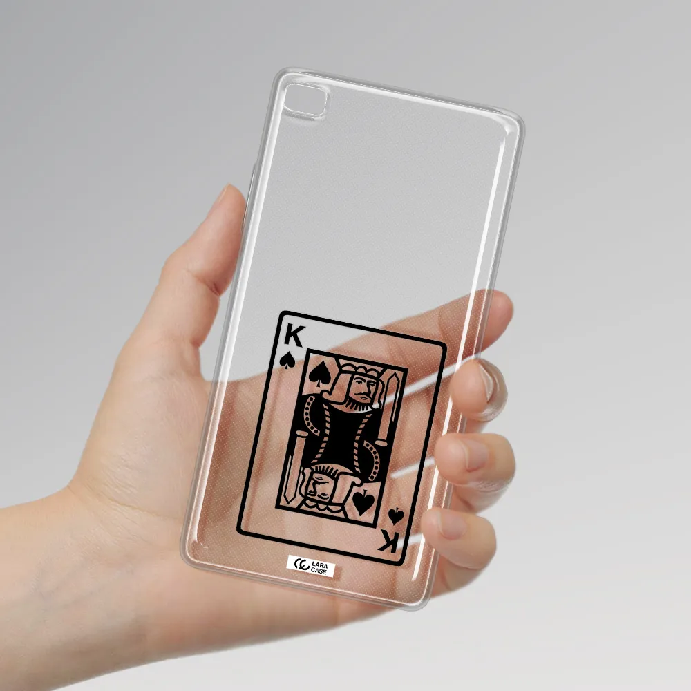 a black and white card with a man in a crown Huawei P8 Clear TPU Case