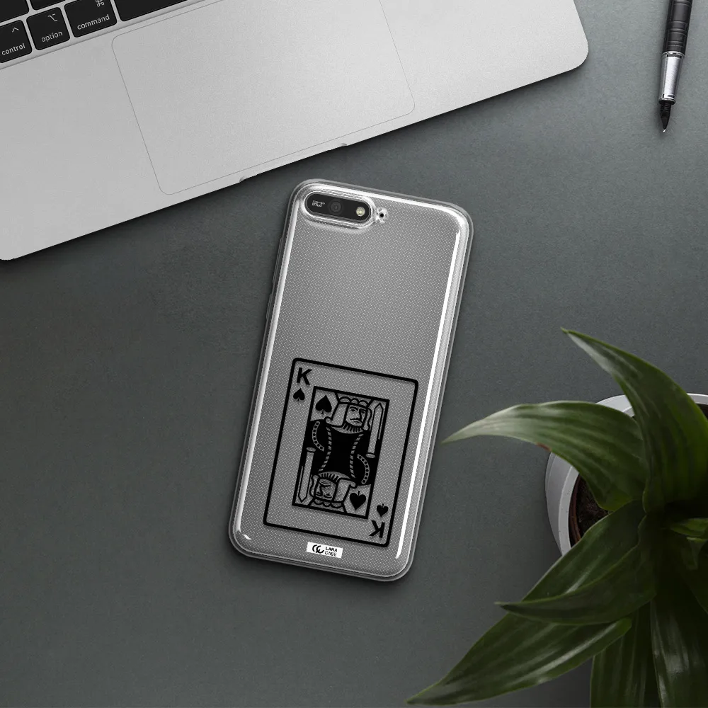 a black and white card with a man in a crown Huawei Y6 2018 Clear TPU Case
