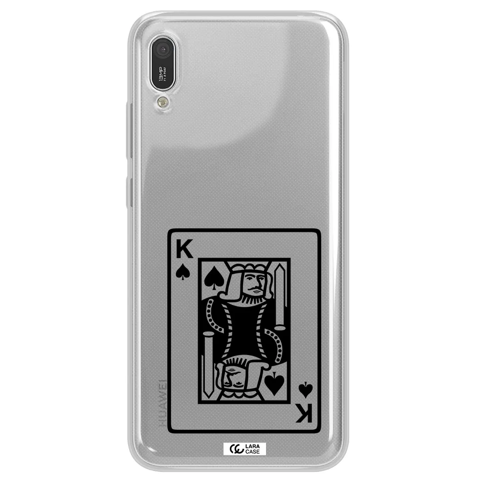 a black and white card with a man in a crown Huawei Y6 Pro 2019 Clear TPU Case