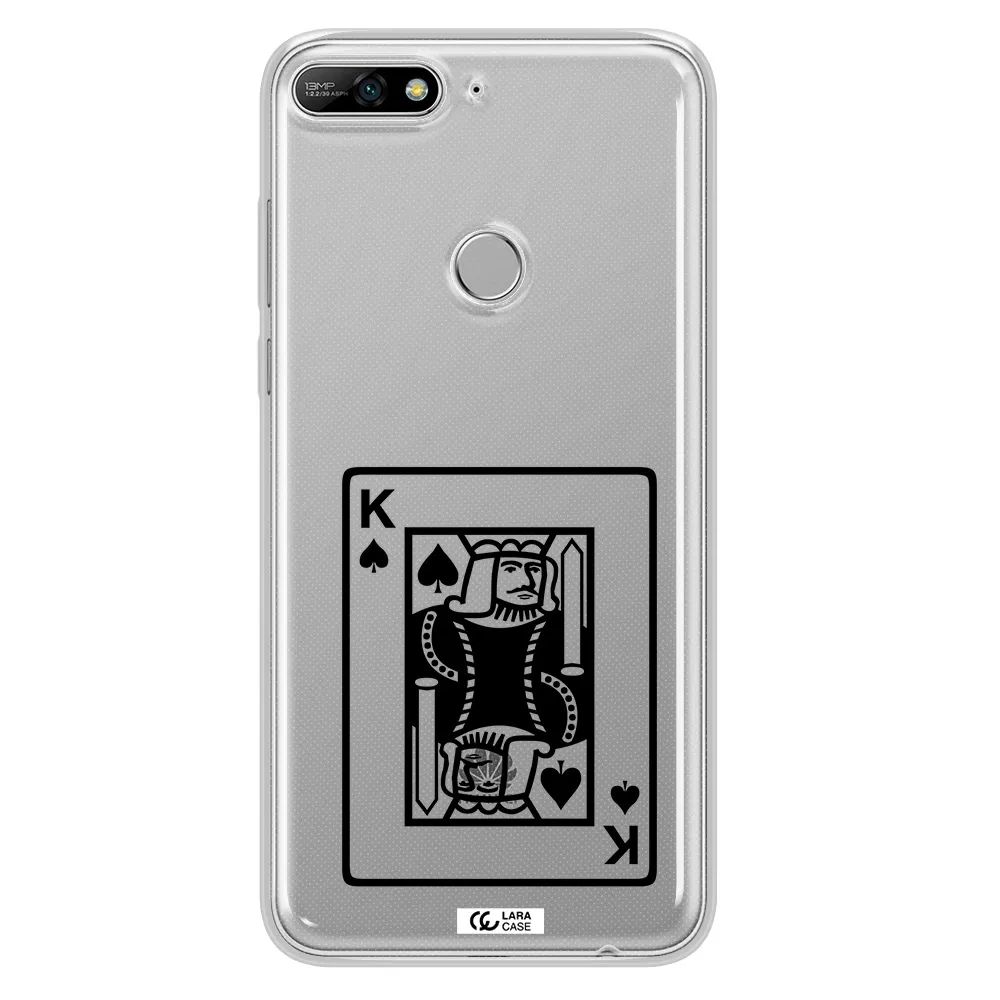 a black and white card with a man in a crown Huawei Y7 2018 Clear TPU Case