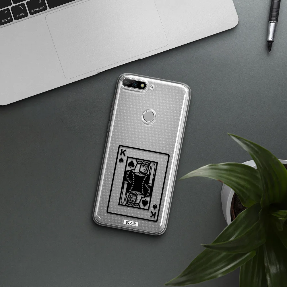a black and white card with a man in a crown Huawei Y7 2018 Clear TPU Case