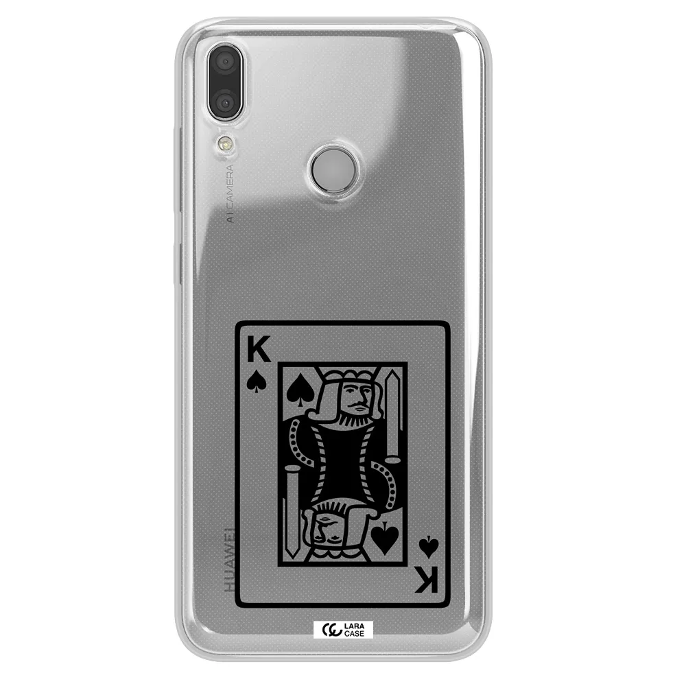 a black and white card with a man in a crown Huawei Y7 2019 Clear TPU Case