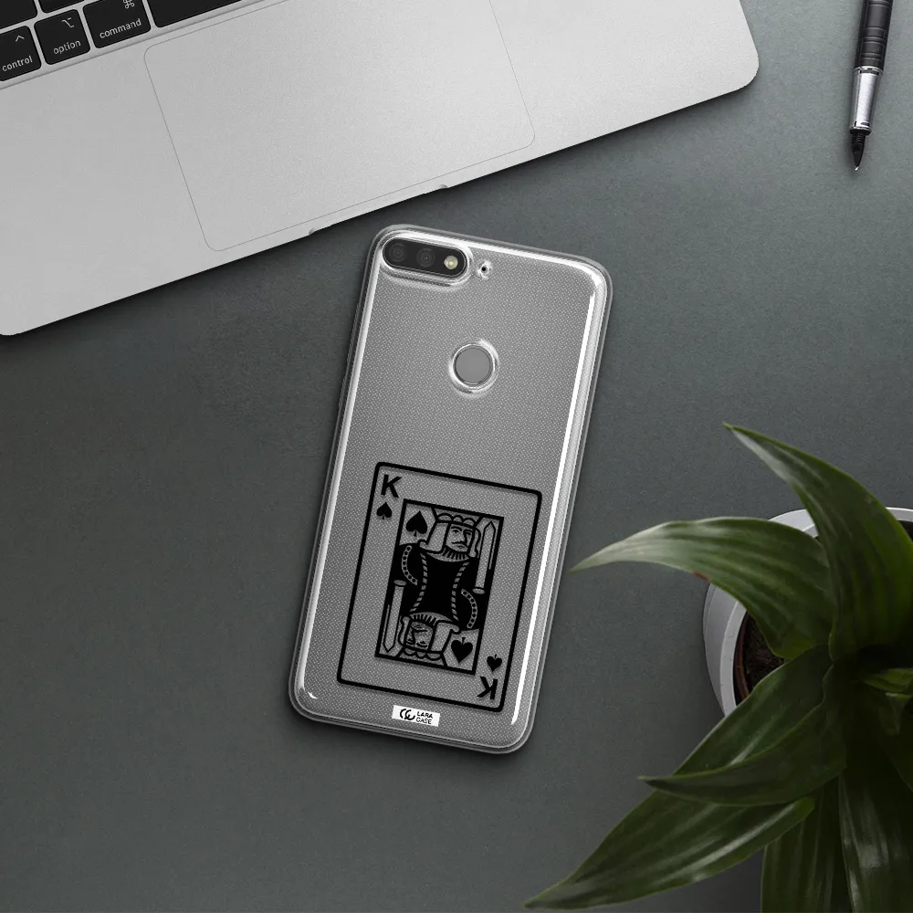 a black and white card with a man in a crown Huawei Y7 Prime 2018 Clear TPU Case