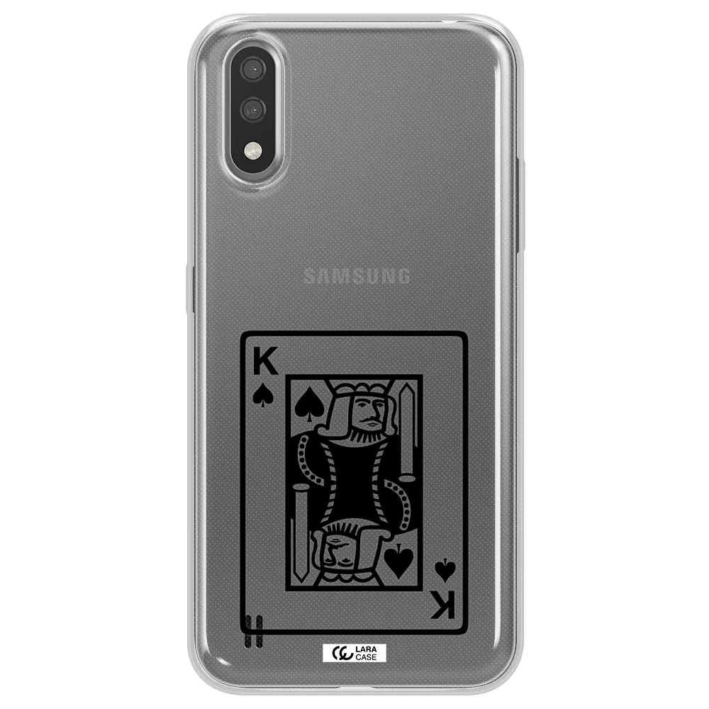 a black and white card with a man in a crown Samsung A01 Clear TPU Case