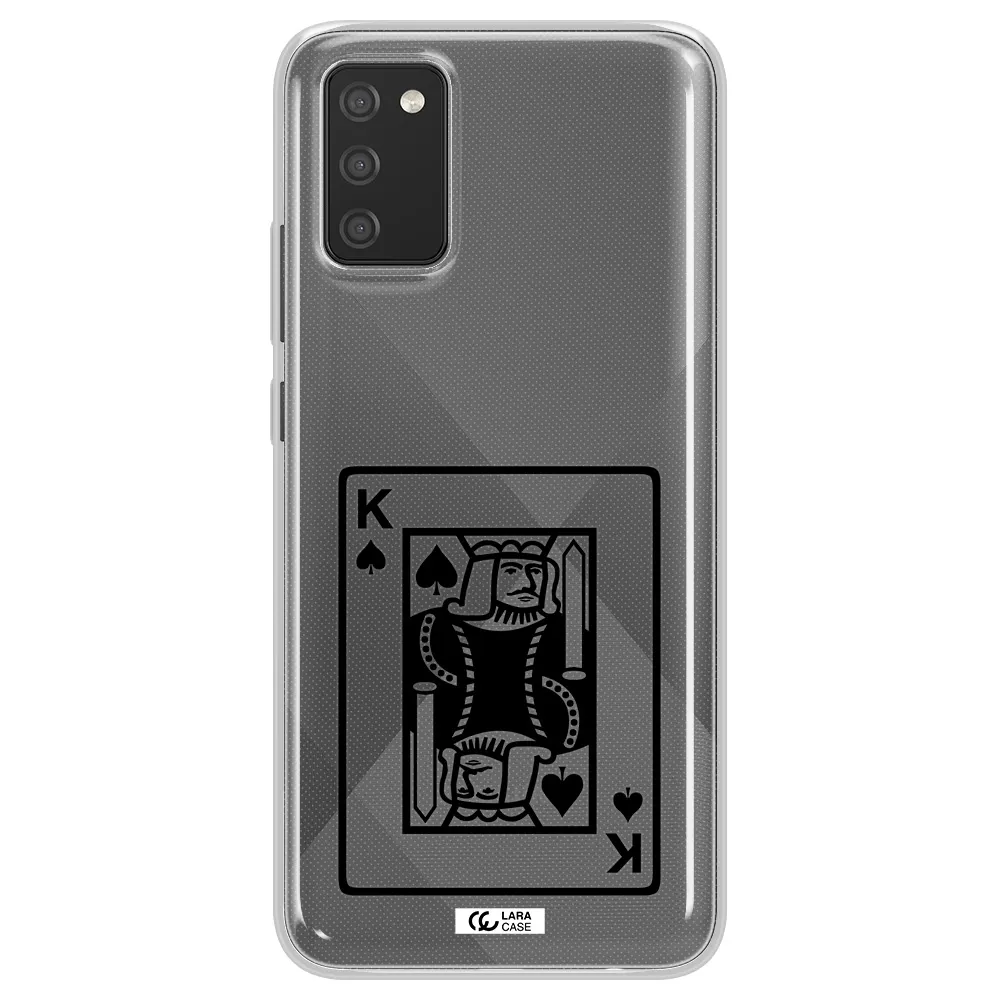 a black and white card with a man in a crown Samsung A02S Clear TPU Case