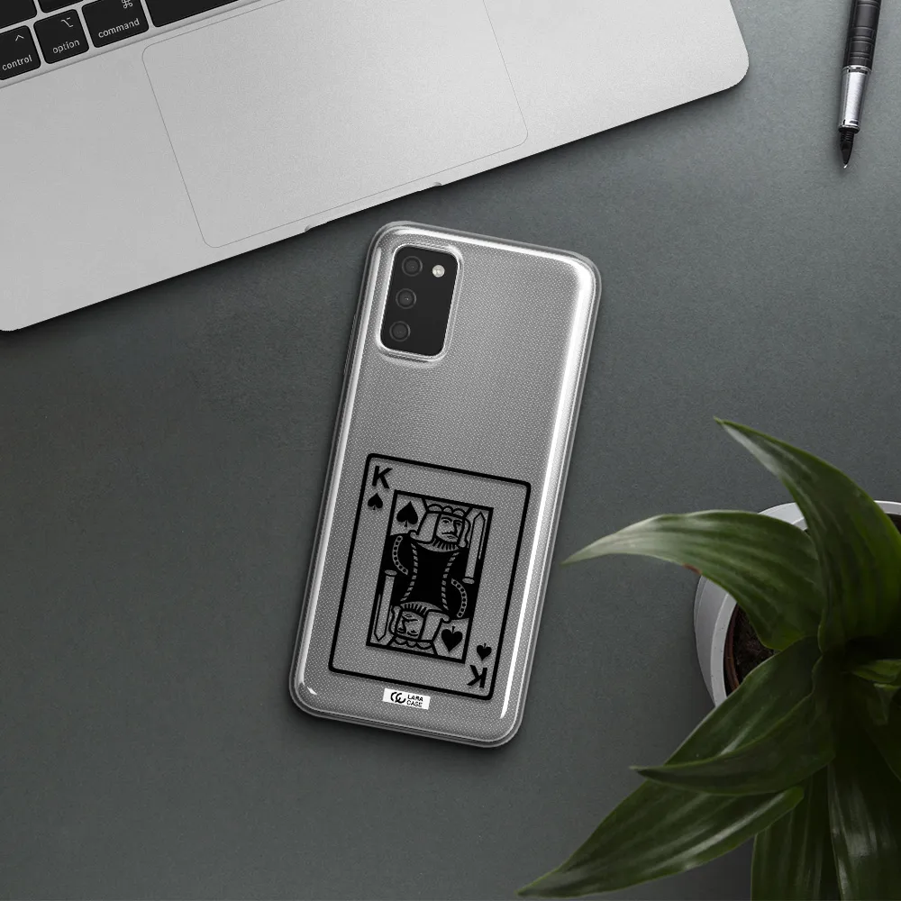 a black and white card with a man in a crown Samsung A03S Clear TPU Case