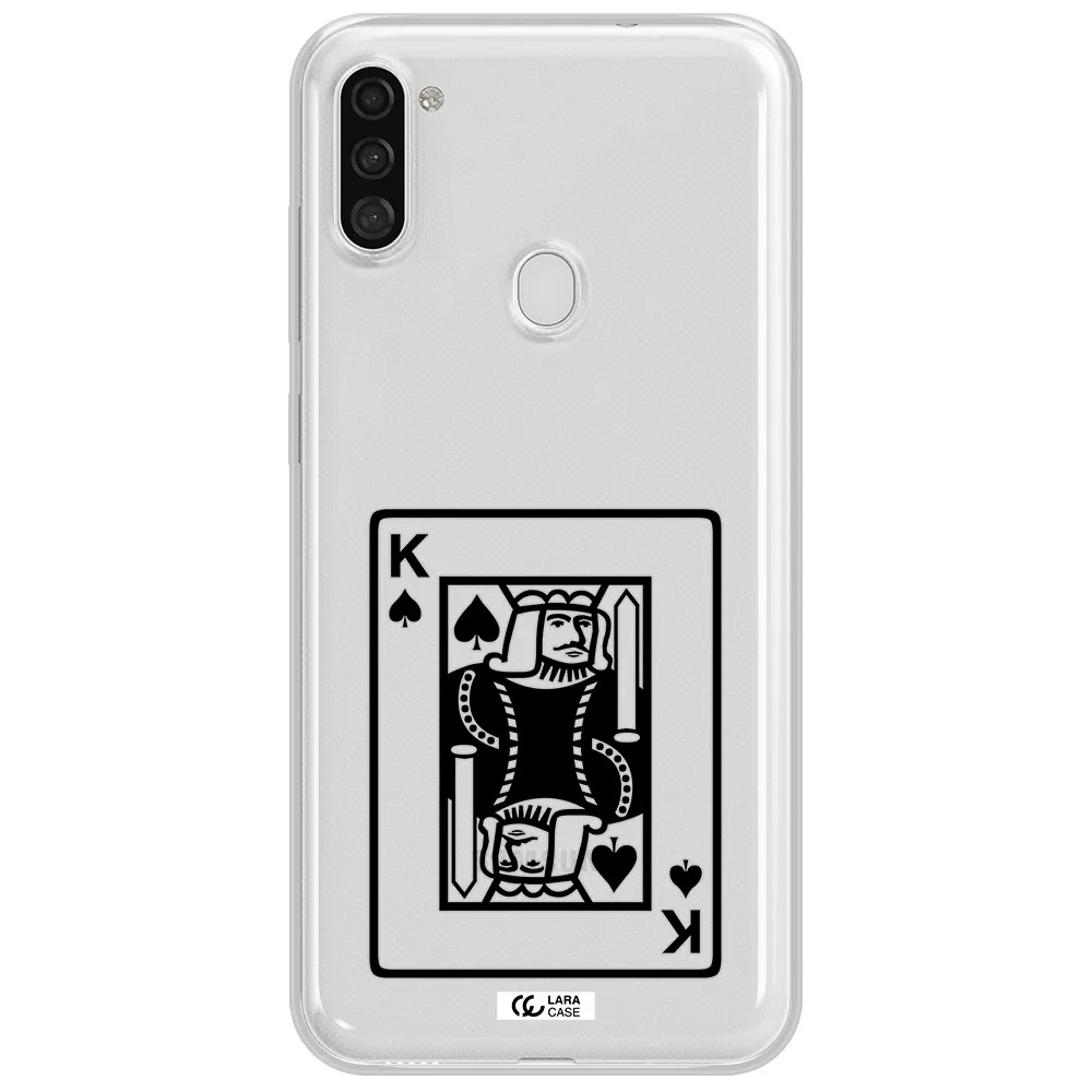 a black and white card with a man in a crown Samsung A11 Clear TPU Case